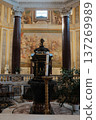 Archbasilica of Saint John Lateran interior Rome golden coffered ceiling marble columns statues ornate chapels baptistery and apse Catholic basilica Italy. High quality photo 137269989