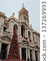 Basilica of Saint Mary Major exterior facade with Christmas tree baroque architecture city square Rome Italy daytime. High quality photo 137269993