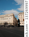 Street and piazza near Basilica of Saint Mary Major classic Roman buildings wide boulevard urban cityscape Rome Italy. High quality photo 137269997
