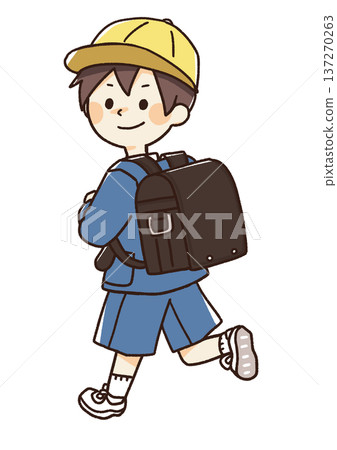 圖:一名身穿制服的小學生背著書包 圖:一名身穿制服的小學生背著書包 137270263
