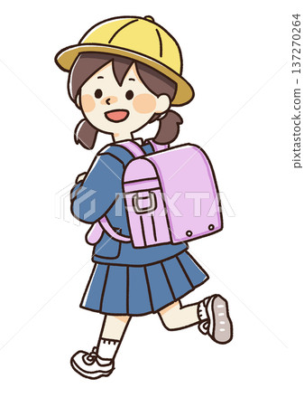 圖：一名身穿制服的小學生背著書包 137270264