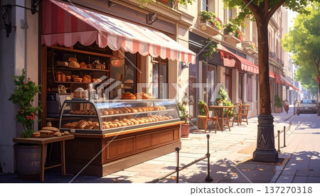 街角一家漂亮的烘焙店的照片 137270318