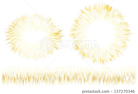 模糊的金色濃密線條套裝。華麗的爆炸和閃耀的復古效果。 137270346