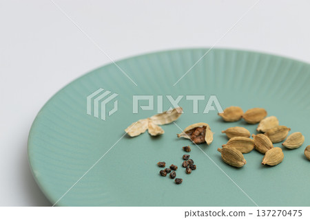 Cardamom seeds - spice stock photo - Cardamom is said to be good for preventing hay fever 137270475