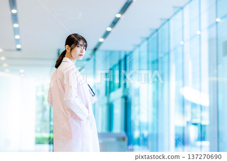 Young female doctor working in a hospital 137270690