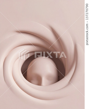 一張人臉從旋轉的紙雕中浮現：極簡抽象藝術 137270790