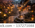 Hot spring with stone steps 137271088