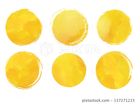 Watercolor style vector illustration set of gold circles Watercolor style vector illustration set of gold circles 137271215