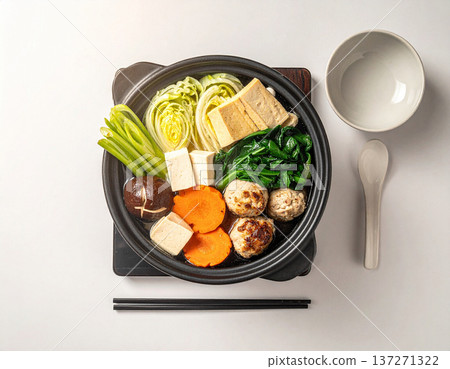 單人份火鍋套餐，含蔬菜及其他食材 137271322