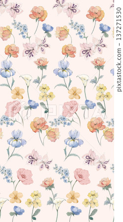 wildflower rose flower pattern in a watercolor 137271530