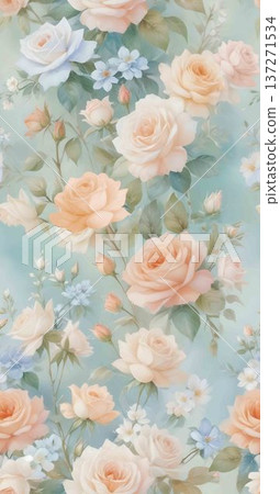 watercolor painting of rose flower pattern watercolor painting of rose flower pattern 137271534