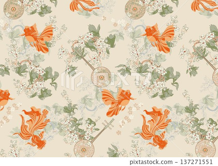 seamless pattern with flowers 137271551