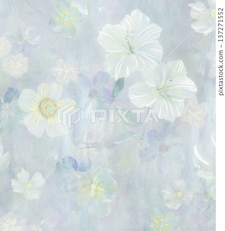 watercolor painting of leaf and flowers pattern 137271552