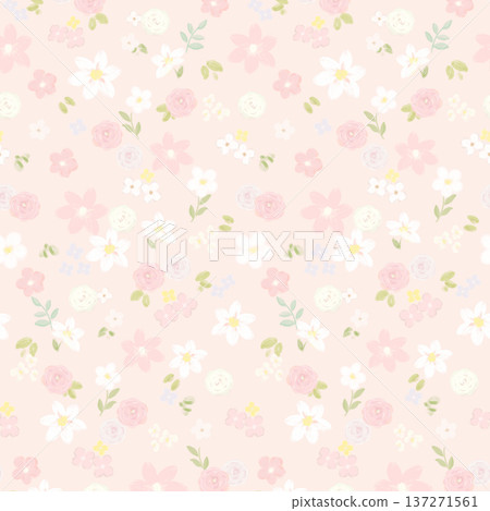 seamless pattern of pink flowers seamless pattern of pink flowers 137271561