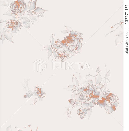 watercolor seamless pattern with wild roses watercolor seamless pattern with wild roses 137271575