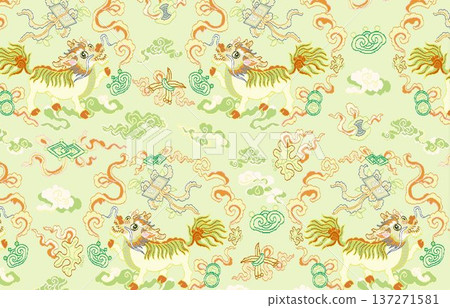 seamless pattern with dragon 137271581