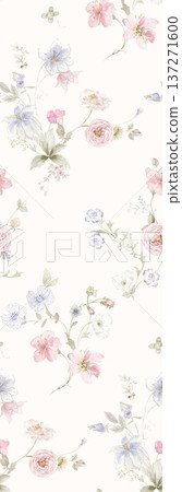 watercolor painting of leaf and flowers pattern watercolor painting of leaf and flowers pattern 137271600