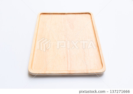 brown wooden tray isolated on white background brown wooden tray isolated on white background 137271666