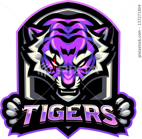 Tiger esport mascot logo design 137271804