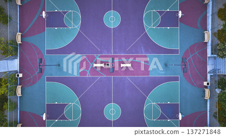 Aerial Colorful Basketball Courts Lone Mountain Park Las Vegas Top Down 137271848