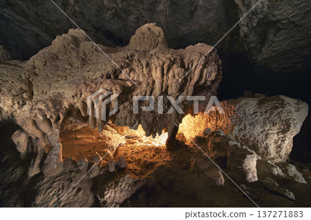 Cowboy Canyon Cave Stalactites Illuminated by Light Painting in Nevada Cavern Cowboy Canyon Cave Stalactites Illuminated by Light Painting in Nevada Cavern 137271883