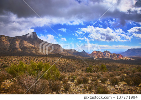Red Rock Canyon Mountain Storm Clouds Over Keystone Thrust and Calico Hills Red Rock Canyon Mountain Storm Clouds Over Keystone Thrust and Calico Hills 137271994