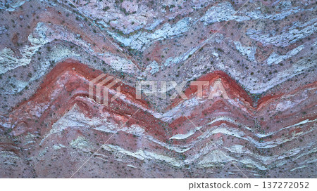 Aerial Colorful Sedimentary Rock Layers and Desert Patterns Lava Butte Nevada Aerial Colorful Sedimentary Rock Layers and Desert Patterns Lava Butte Nevada 137272052
