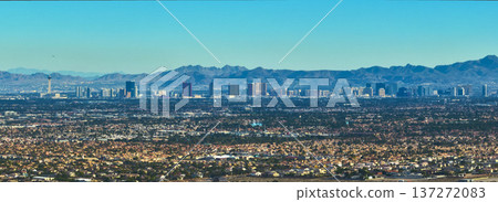 Aerial Las Vegas Panorama With The Strip Lone Mountain And Residential Neighborhoods Aerial Las Vegas Panorama With The Strip Lone Mountain And Residential Neighborhoods 137272083