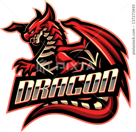 Dragon esport mascot logo design 137272693