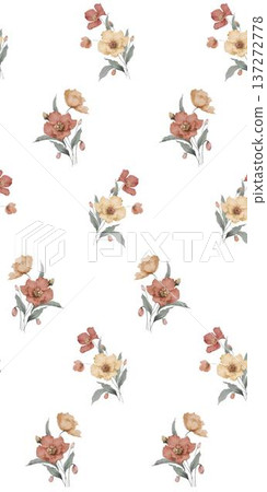 watercolor painting of leaf and flowers 137272778