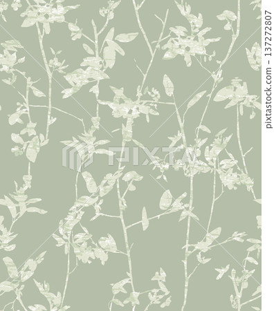 watercolor painting of leaf and flowers 137272807