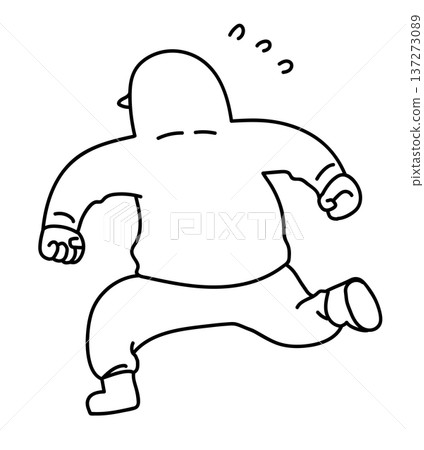 A criminal fleeing in a panic_Line drawing 137273089