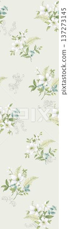 vintage style of tapestry flowers fabric pattern 137273145