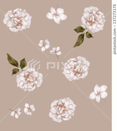 vintage style of tapestry flowers fabric pattern vintage style of tapestry flowers fabric pattern 137273178