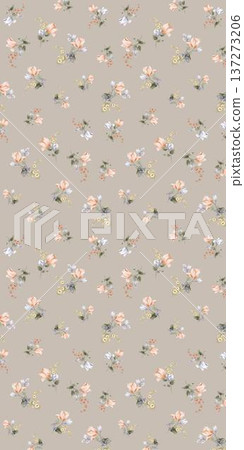 vintage style of tapestry flowers fabric pattern 137273206
