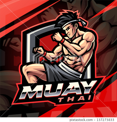Muay thai esport mascot logo design Muay thai esport mascot logo design 137273833