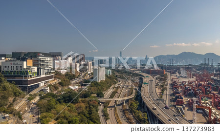 Tsing Kwai Highway Overlooks Container Port And Harbour Skyline Feb 16 2026 Tsing Kwai Highway Overlooks Container Port And Harbour Skyline Feb 16 2026 137273983