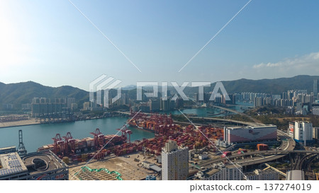 Rambler Channel Overlooks Container Terminals And Distant Harbour Skyline Feb 16 2026 137274019