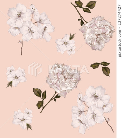 winter pattern with snowflakes 137274427