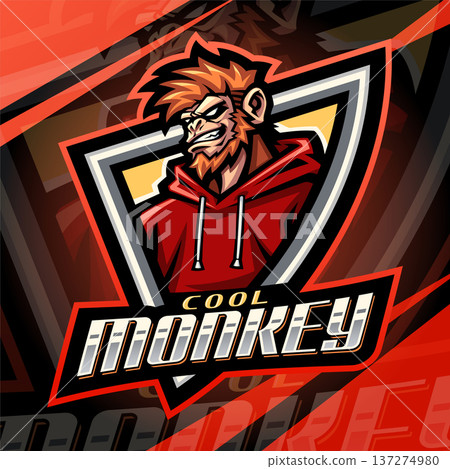 Cool monkey esport mascot logo design 137274980