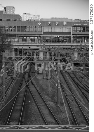 Myodani Station and its surroundings seen from the Kobe Municipal Subway tracks (black and white photo) Myodani Station and its surroundings seen from the Kobe Municipal Subway tracks (black and white photo) 137275020