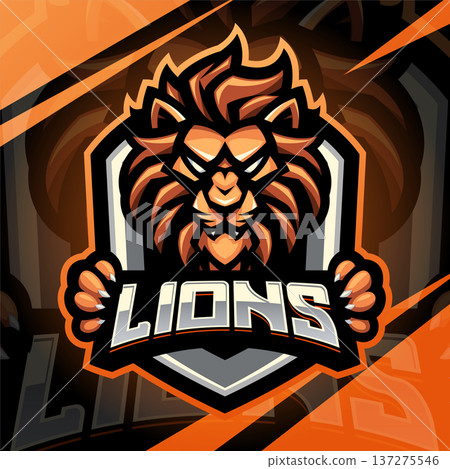 Lions head esport mascot logo design Lions head esport mascot logo design 137275546