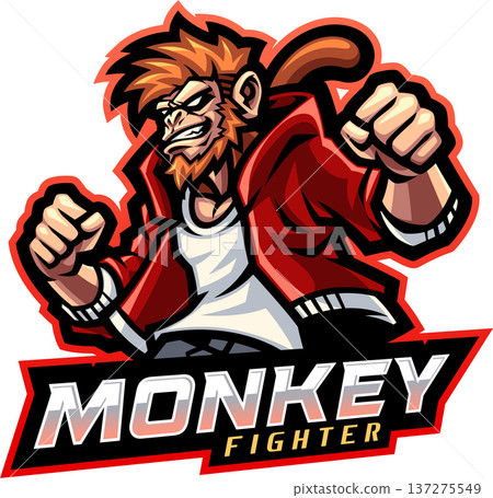 Monkey fighter esport mascot logo design Monkey fighter esport mascot logo design 137275549