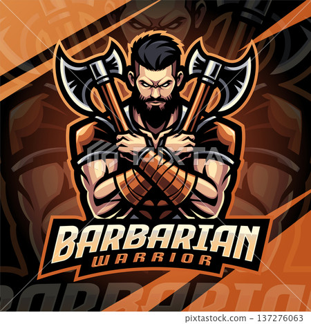 Barbarian warrior esport mascot logo design 137276063