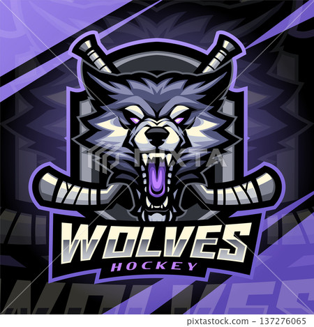 Wolves hockey esport mascot logo design 137276065