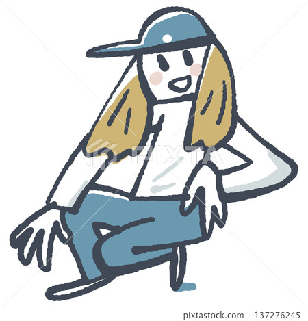 Dance Dancing is fun! A full-body illustration of a child striking a cool pose. Lessons, hat, individuality. 137276245
