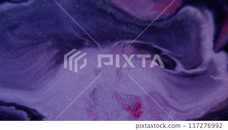 Paint splash. Color water background. Defocused purple blue red sparkling texture glitter mix splatter flow on art bokeh abstraction. 137276992