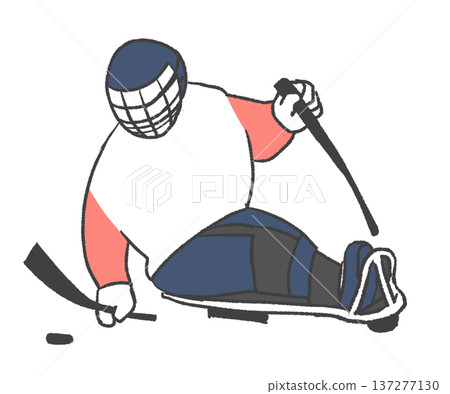 Illustration of a para ice hockey player chasing the puck 137277130
