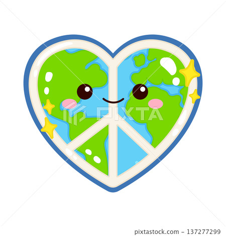Cute earth in heart shape with peace symbol clipart Cute earth in heart shape with peace symbol clipart 137277299