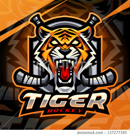 Tiger hockey esport mascot logo design 137277385
